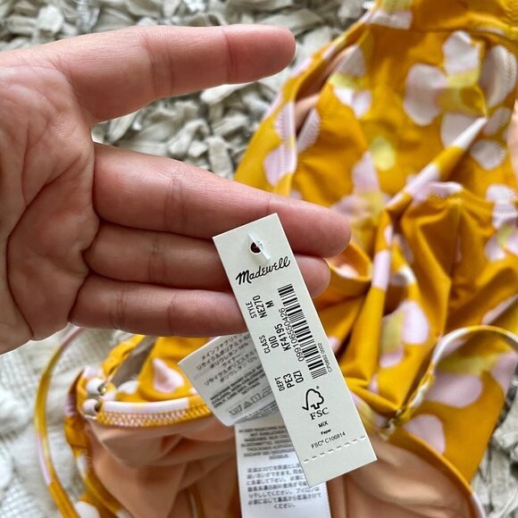 NWT Madewell Second Wave Tie-Front One-Piece Swimsuit in Watercolor Floral - Picture 9 of 10